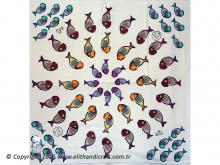 BRO15094 Bedri Rahmi Ey&uuml;bo&gbreve;lu Yazma Bask&inodot; Masa &Ouml;rt&uuml;s&uuml;