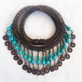 VKK-TR01 Viking Knit Bak&inodot;r Tel &Ouml;rg&uuml; Turkuaz Ta&scedil;l&inodot; Kolye