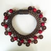 VKB-06 El Yap&inodot;m&inodot; Viking &Ouml;rg&uuml;s&uuml; Mercan Ta&scedil;l&inodot; ve Paral&inodot; Bileklik